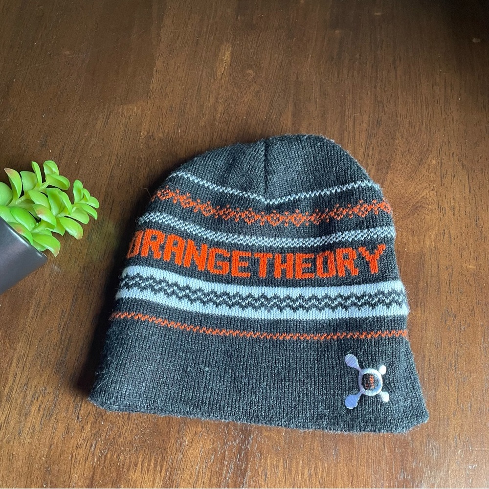 Orange Theory Fitness Grey & Orange Skull Cap Winter Beanie Toque Hat